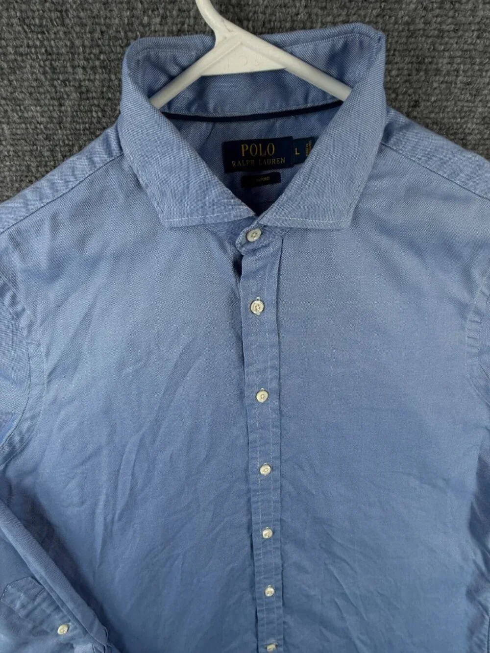Polo Ralph Lauren RL OXFORD Blue Large Long Sleeve Button Up Shirt Men Cotton